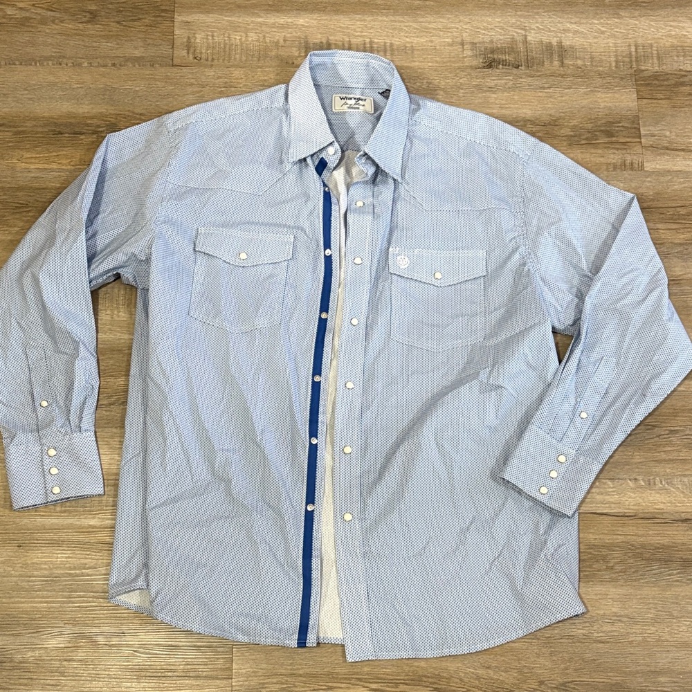 Wrangler Light Blue Casual Snap Down Shirt